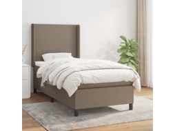 Cama Com Molas/colchão 80x200 Cm Tecido Castanho-acinzentado
