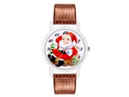 Relógio de Pulso Unissex de Quartzo com Pulseira de Couro Pu Papai Noel Natal