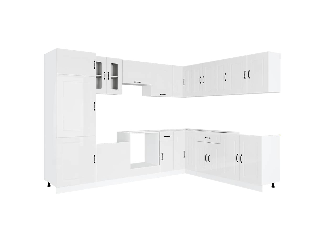 Conjunto de 14 Armários de Cozinha Brilho Branco MAISON EXCLUSIVE