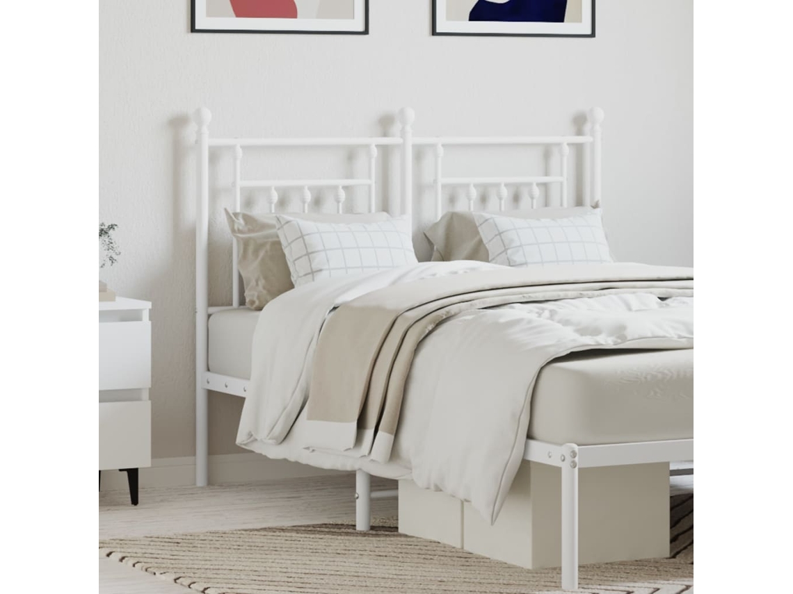 Vidaxl Cabeceira De Substituição 120 Cm Metal Branco