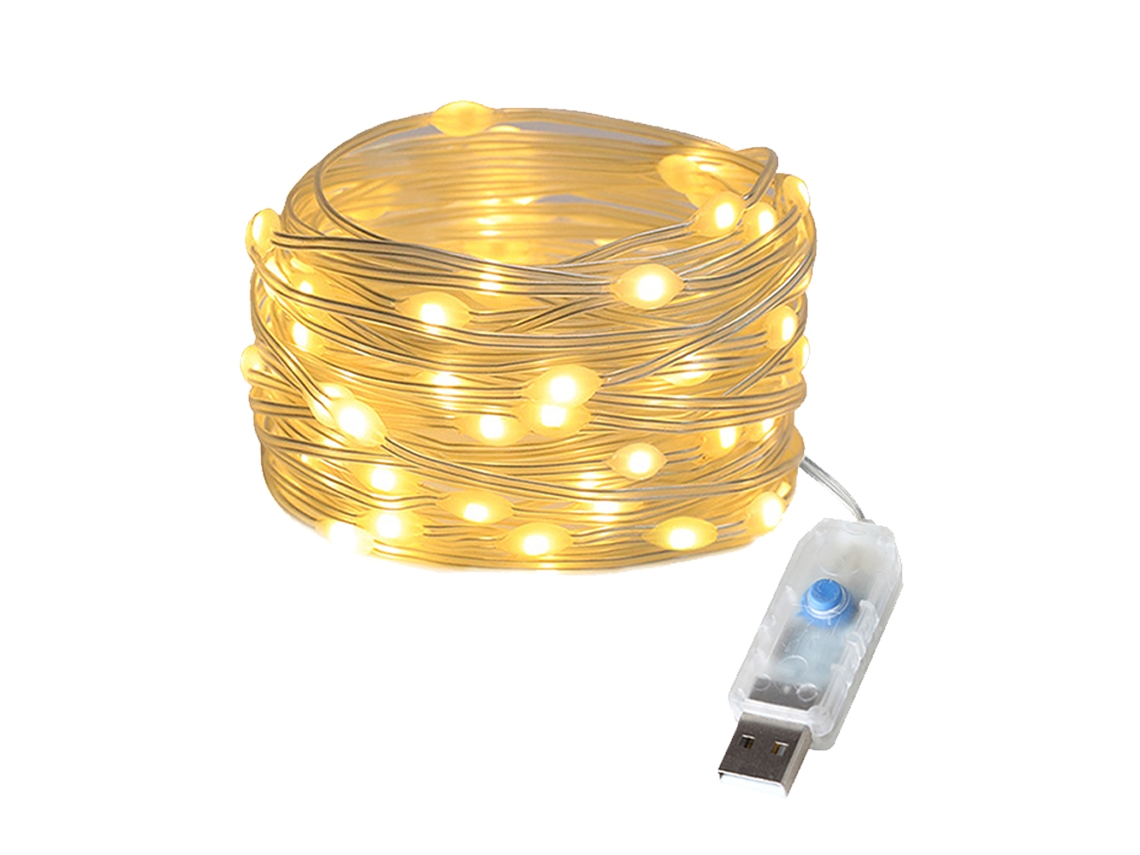 Luz de Fada Led , com Cabo de Alimentação Usb MDUG (luz Quente 2m)