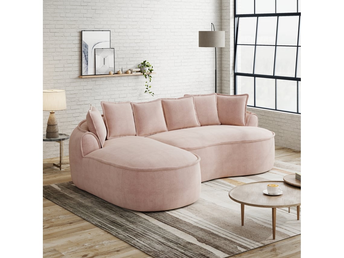 Sofá Sem Estrutura, Tecido Chenille Cloud Sofa, Formato Em L Com Assento Extra Profundo E