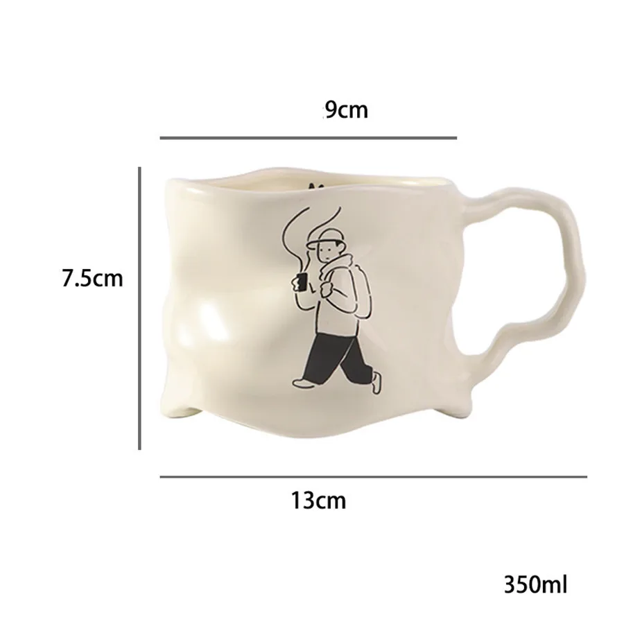 301 400ml) uma Caneca de Cerâmica Rústica com Design Irregular, Ideal para Casais. MDUG (caneca de Cerâmica Criativa (branca)