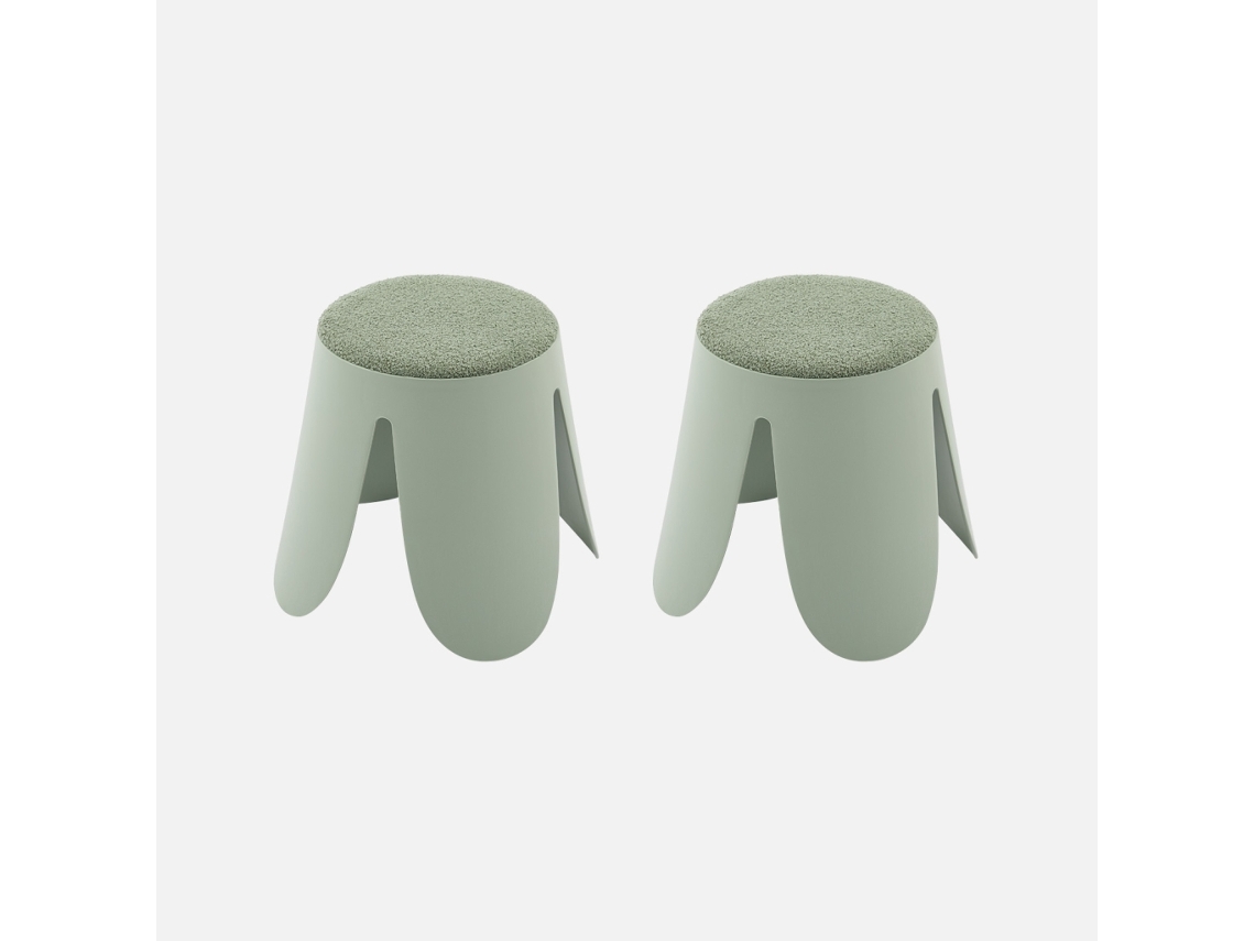 Banco Empilhável Infantil Boucle Texturizado, Set De 2, Verde Celadon Sweeek