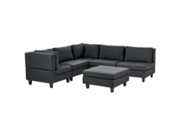 Sofá de canto modular com repousa-pés BELIANI Unstad de Poliéster Preto 228x228x72