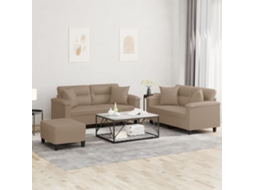 Vidaxl 3 Pcs Conjunto Sofás C/ Almofadas Couro Artificial Cappuccino