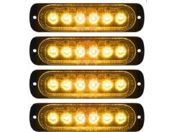 Luzes De Advertência Estroboscópicas Led Azhu, Conjunto De 4 Unidades Com 6 Leds Cada, Para Carros, Caminhões, Vans