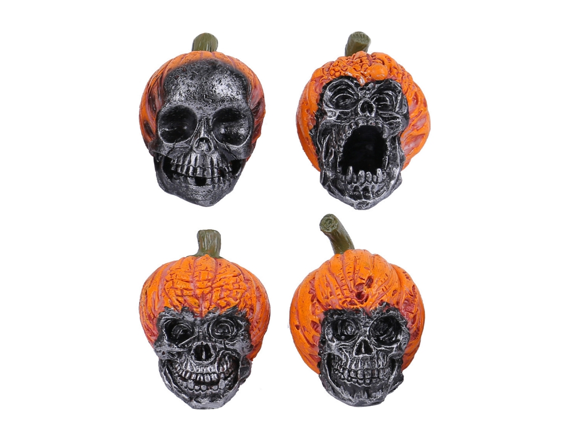 Laxiscreed Conjunto De 4 Ornamentos De Abóboras Com Caveira Em Resina Para Decoração De Casa E Escritório