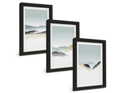 Composição De Quadrosmontanhas Minimalistas Em Tons Pastel Moldura Preta Imagens Para Um Quarto Infantil Espelharte (3 Peças 20x30 Cm)