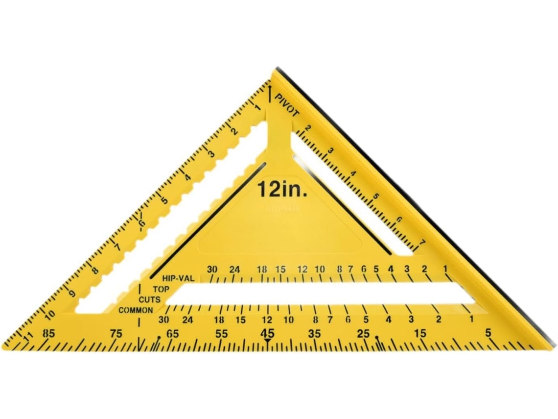 Régua Triangular De Carpinteiro, Transferidor Amarelo Para Projetos De Reforma E Construção.