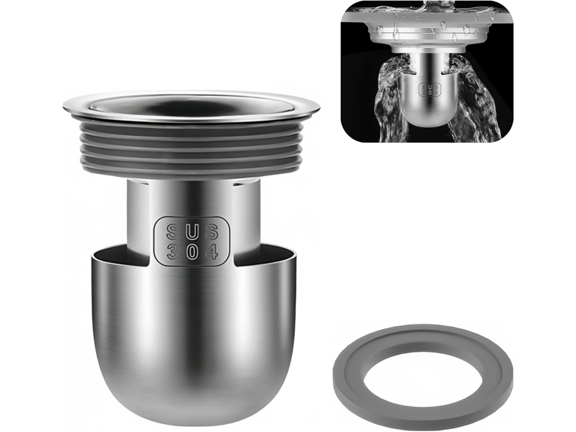 Ralo De Chão Para Duche — Vedação De Alta Eficiência, Design De Sifão Compacto Tipo Garrafa (1 Unidade; Profundidade: 65 Mm)