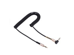 Cabo Auxiliar Mali 3.5mm Macho para Macho com Mola Retrátil L e I Forma para Áudio