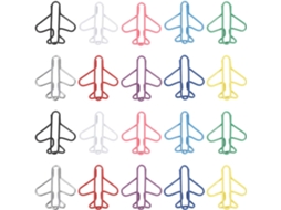 Conjunto Inoomp com 100 pequenos clipes de metal em formato Avião, em núcleos classificados, para organização pessoal e