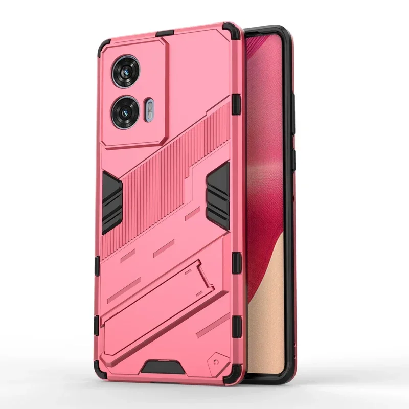 Capa Para Celular (rosa, Motorola Edge 50 Fusion) Com Suporte, Capa Traseira Rígida De Policarbonato À Prova De Choque.