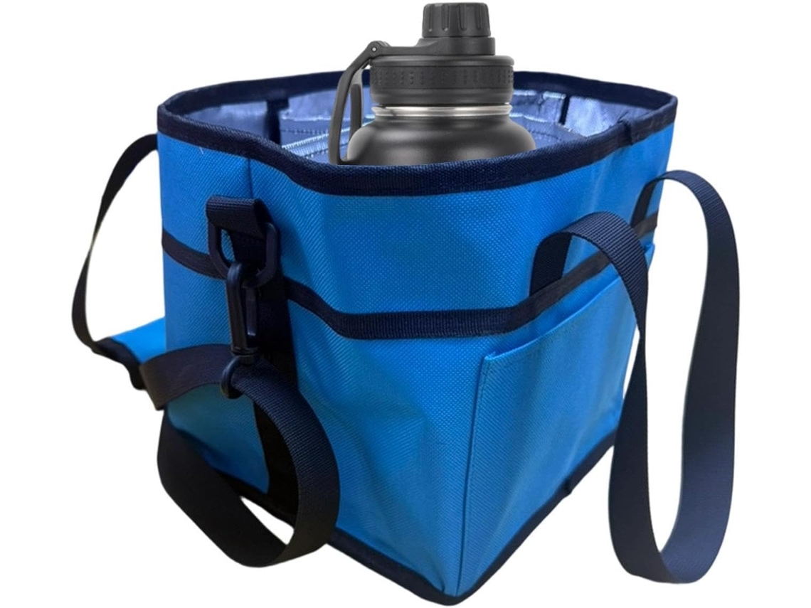 Bolsa Térmica Familiar Com 4 Compartimentos, Porta-copos Com Alça Ajustável, Passeios, Esportes, Na Cor Azul