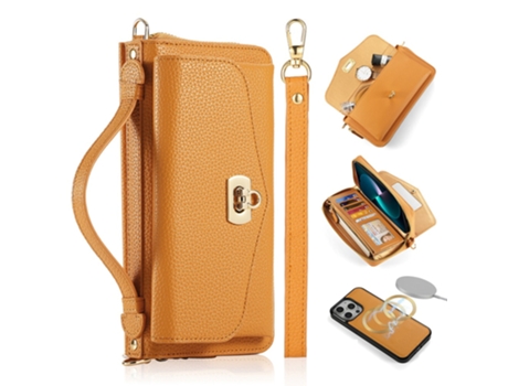 Capa Para Iphone 13 Pro Max Pola Pele Sintética Laranja