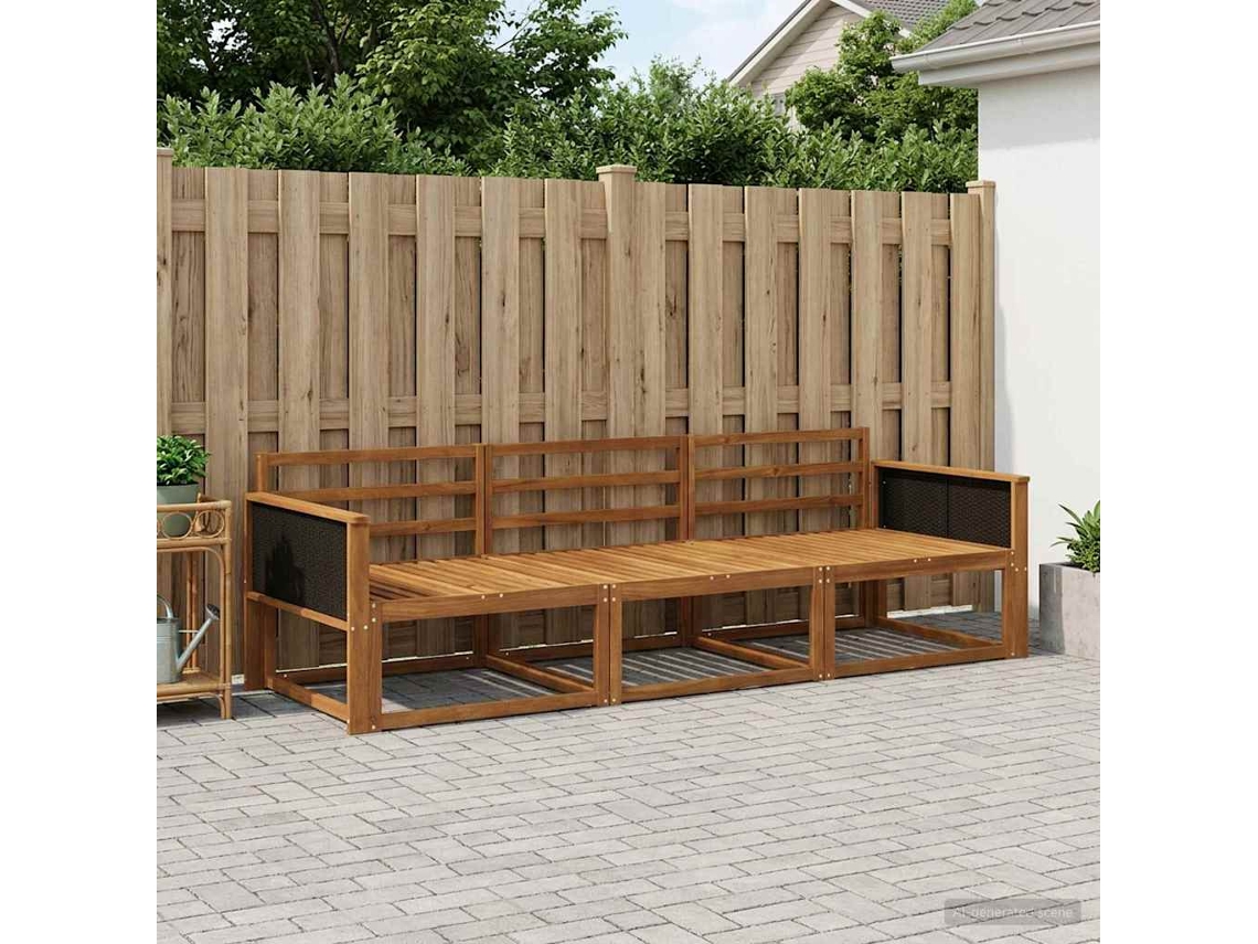Vidaxl Conjunto De Sofás Para Exterior 3 Pcs Natural