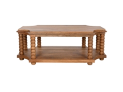 Mesa de Centro ALEXANDRA HOUSE LIVING, madeira de mangueira e mármore, 80x80x45cm