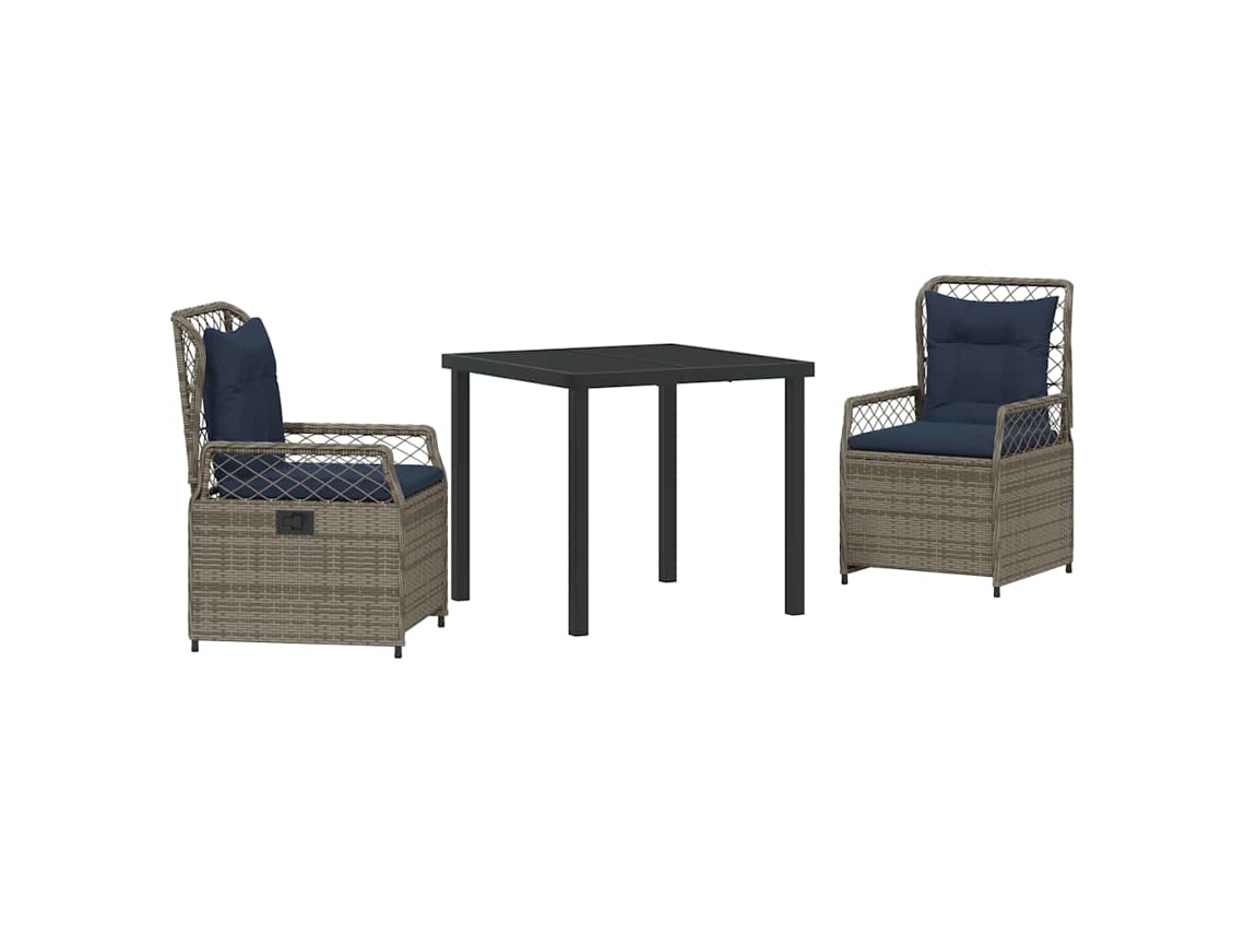 Maison Exclusive - Conjunto De Jantar Para Jardim 3 Pcs Cinzeto Vime Pe
