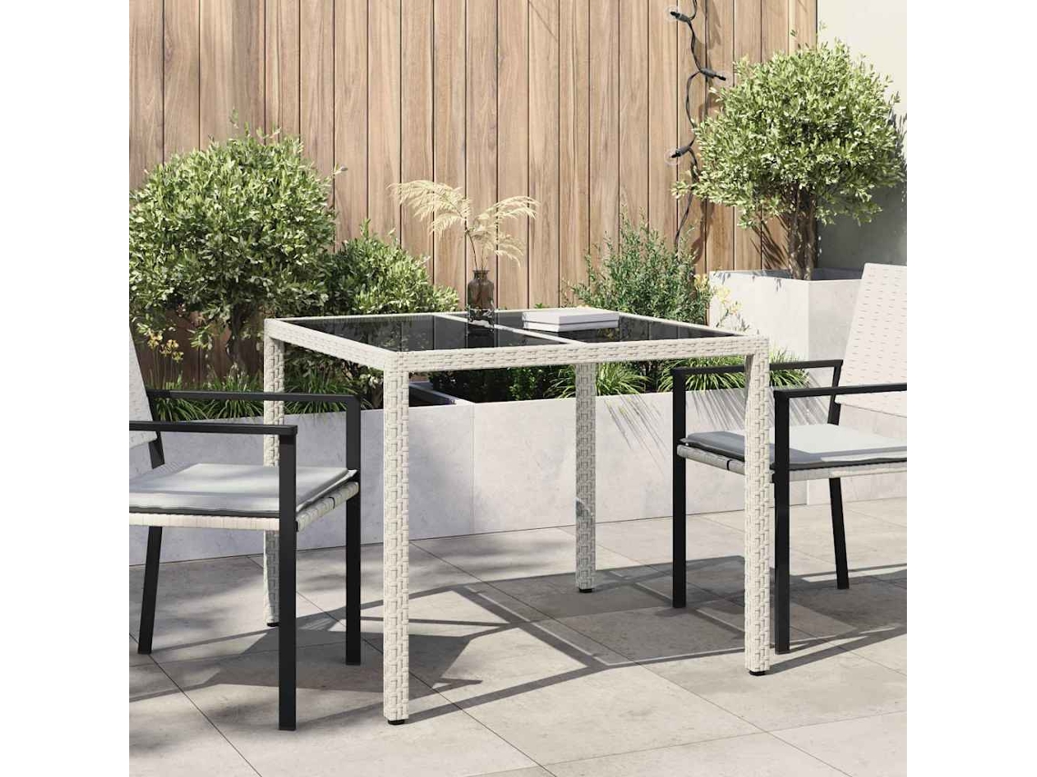 Vidaxl Mesa De Jardim Branco 90 X 90 X 75 Cm Vime Pe