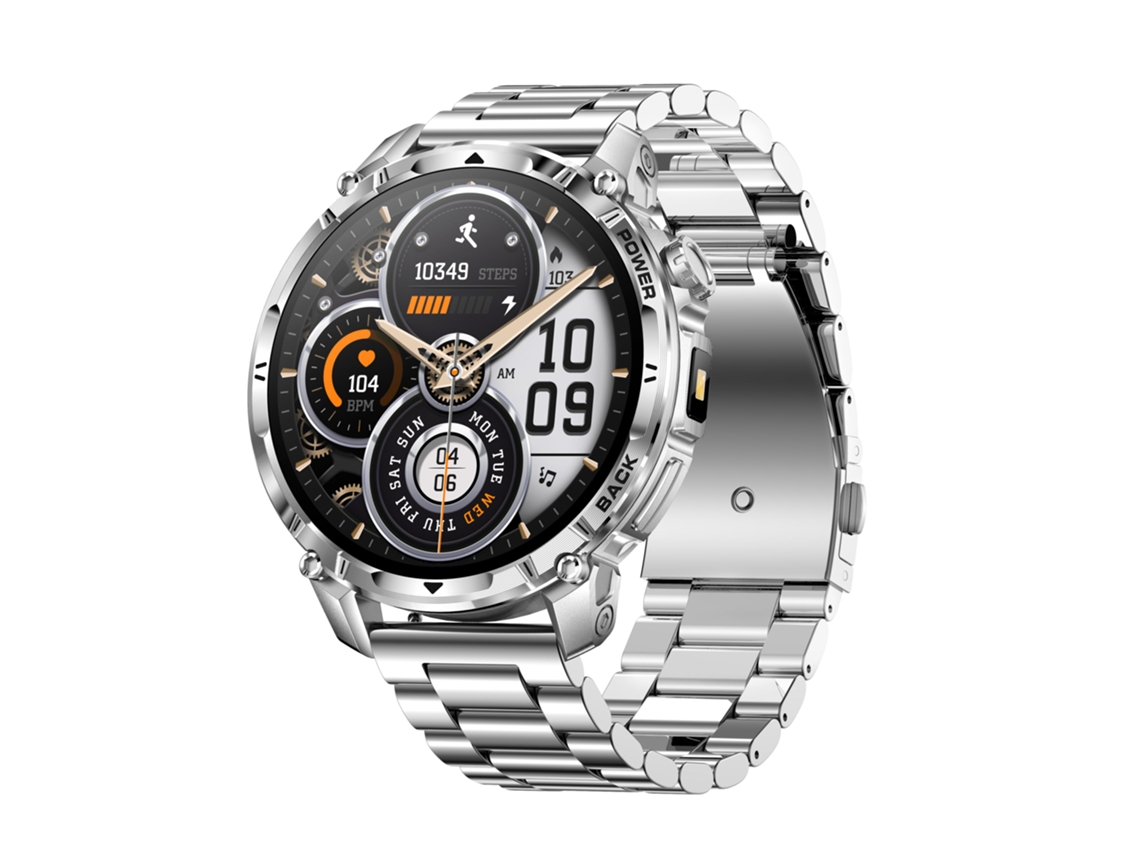 Smartwatch Chronus Bateria 1000 Mah Lanterna Led Ecrã 1,7 Polegadas Chamadas Bluetooth Ip68 Prateado