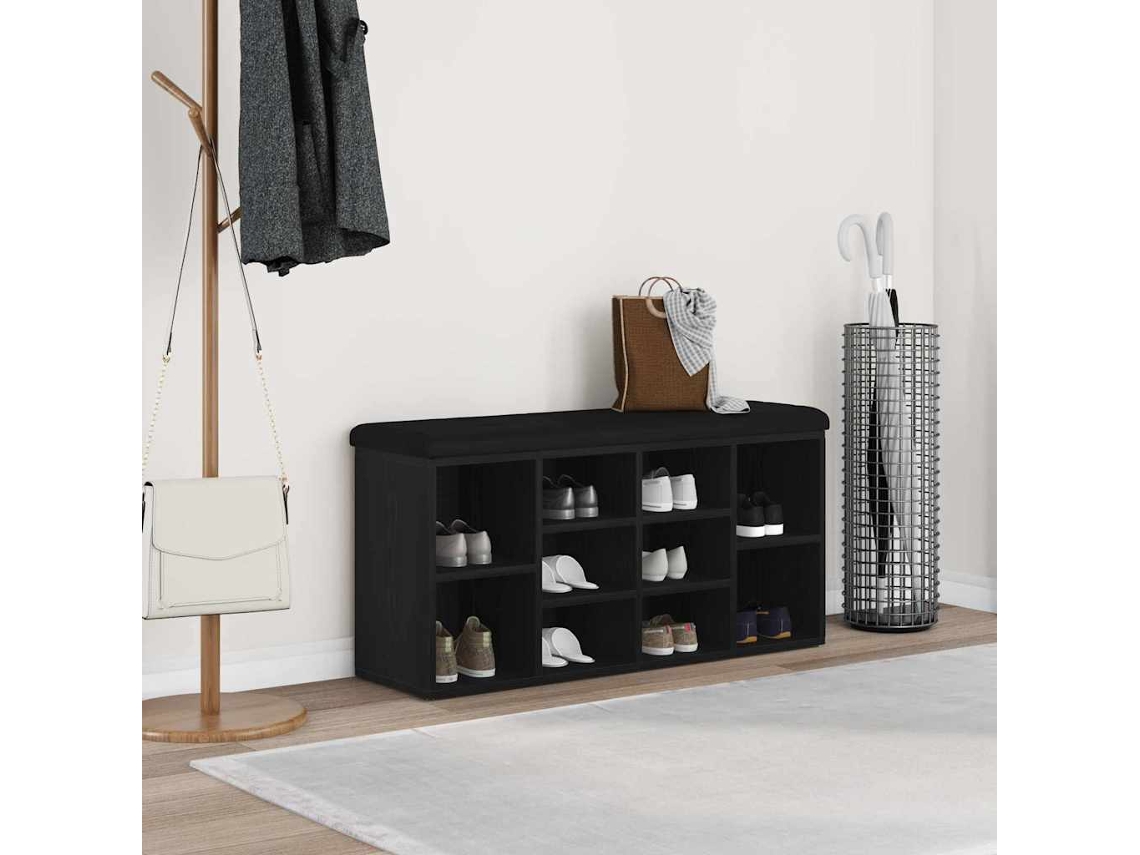 Vidaxl Banco Para Sapatos Carvalho Preto 102 X 32 X 50 Cm