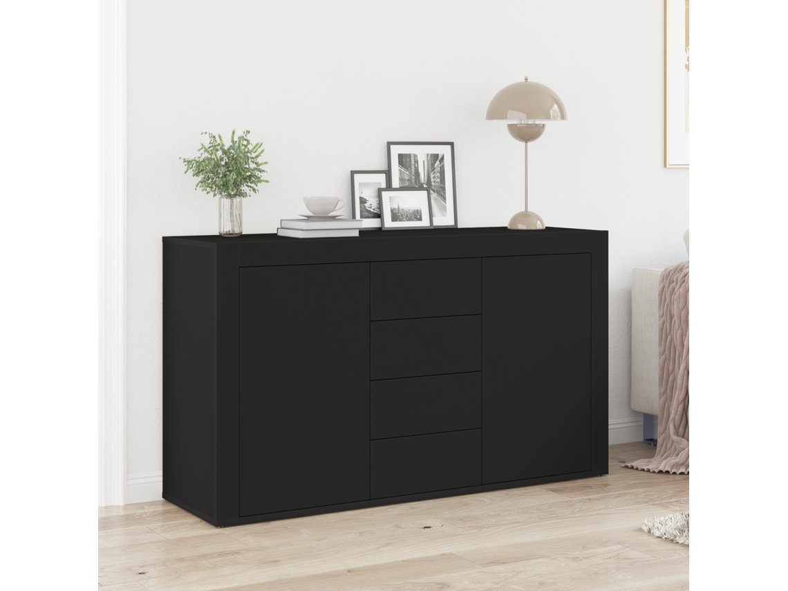 Aparador negro de madera de ingeniería 120 x 36 x 69 cm