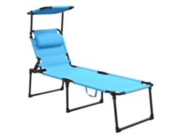 Espreguiçadeira Dobrável Metal, Tecido Oxford Cor Azul Claro 70x200x45 cm Outsunny