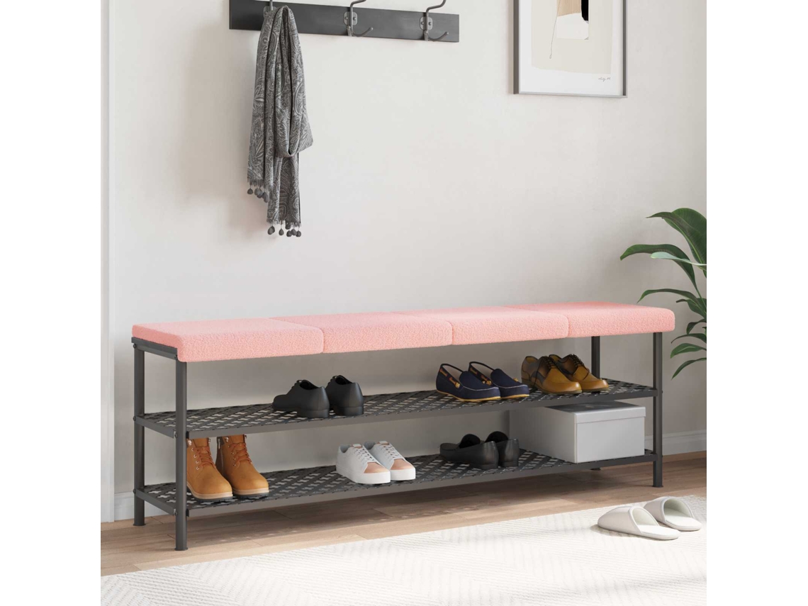 Vidaxl Almofada De Banco 4 Unid. Tecido Sherpa Rosa Profundidade 35 Cm