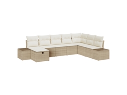 Conjunto 8 Conjunto De Sofá De Jardim Vidaxl Bege Vime Pe (55 X 62 X 69 Cm)