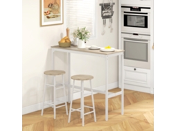 Mesa Alta De Cozinha Com Bancos Estrutura Em Aço Estilo Industrial Mesa Alta Para Sala De Jantar Natural E Branca