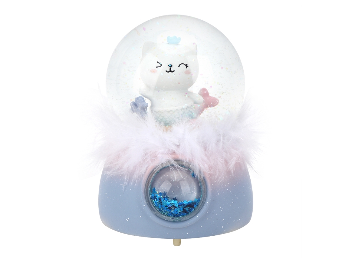 Caixa Musical de Gato de Cristal com Strass Azul Presente Aniversário