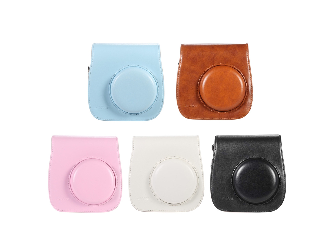 Estojo de couro Andoer para câmera Fujifilm Instax Mini 8/8s/8+/9, bolsa de ombro simples