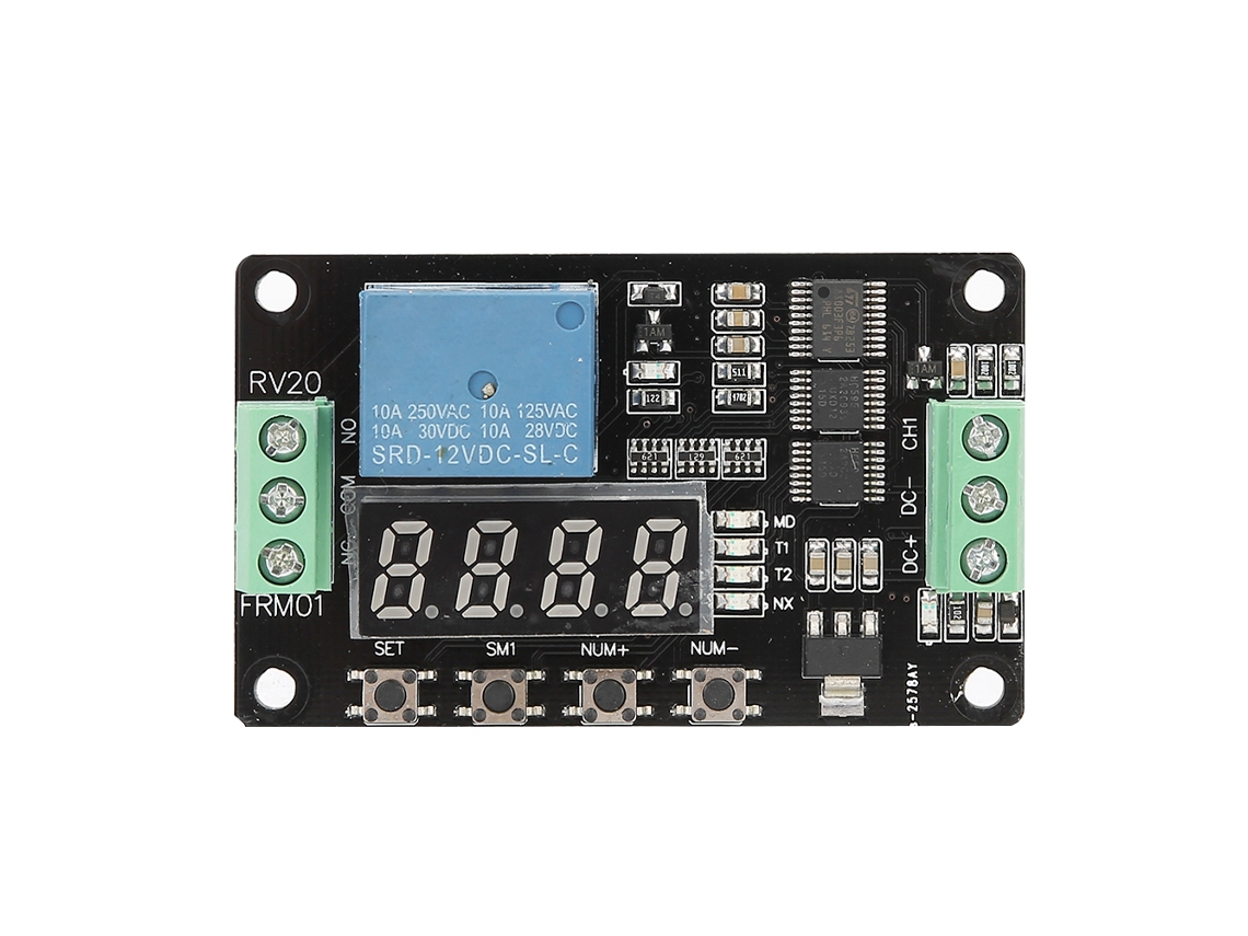 Módulo De Relé Gt100 Frm01 De 12v Cc Com Funções Múltiplas, Timer, Ciclo E Auto-bloqueio