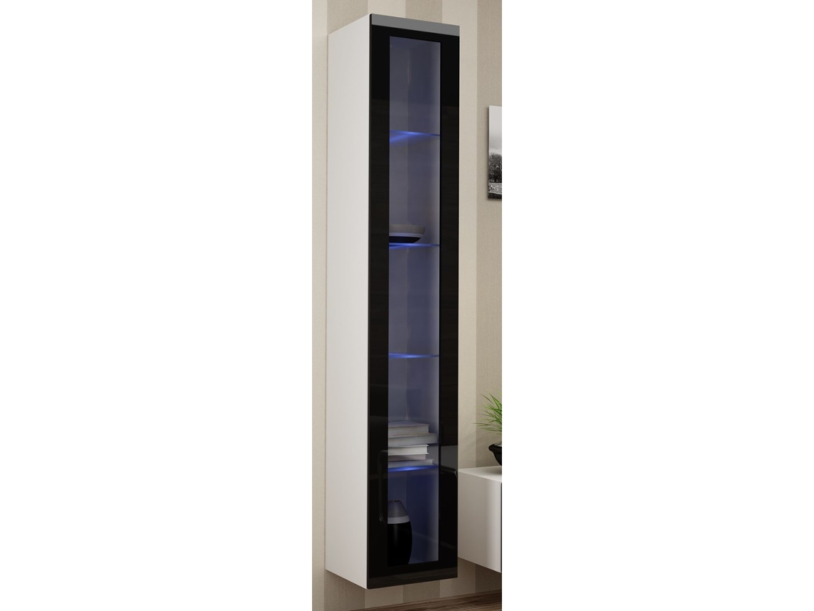 Cama Glass Case Vigo 180 180/40/30 Branco/Preto Brilho Cama Meble