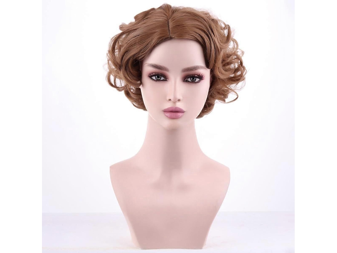 Peruca Loira Morango, Peruca Curta, Peruca Curta Cacheada e Ondulada Estilo Pixie para Mulheres. TAISHENGDA