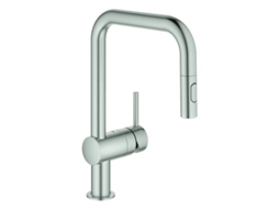 GROHE Minta Bico Misturador Monocomando de Pia em Forma de U com Jacto de Enxaguamento Cor: Super Aço