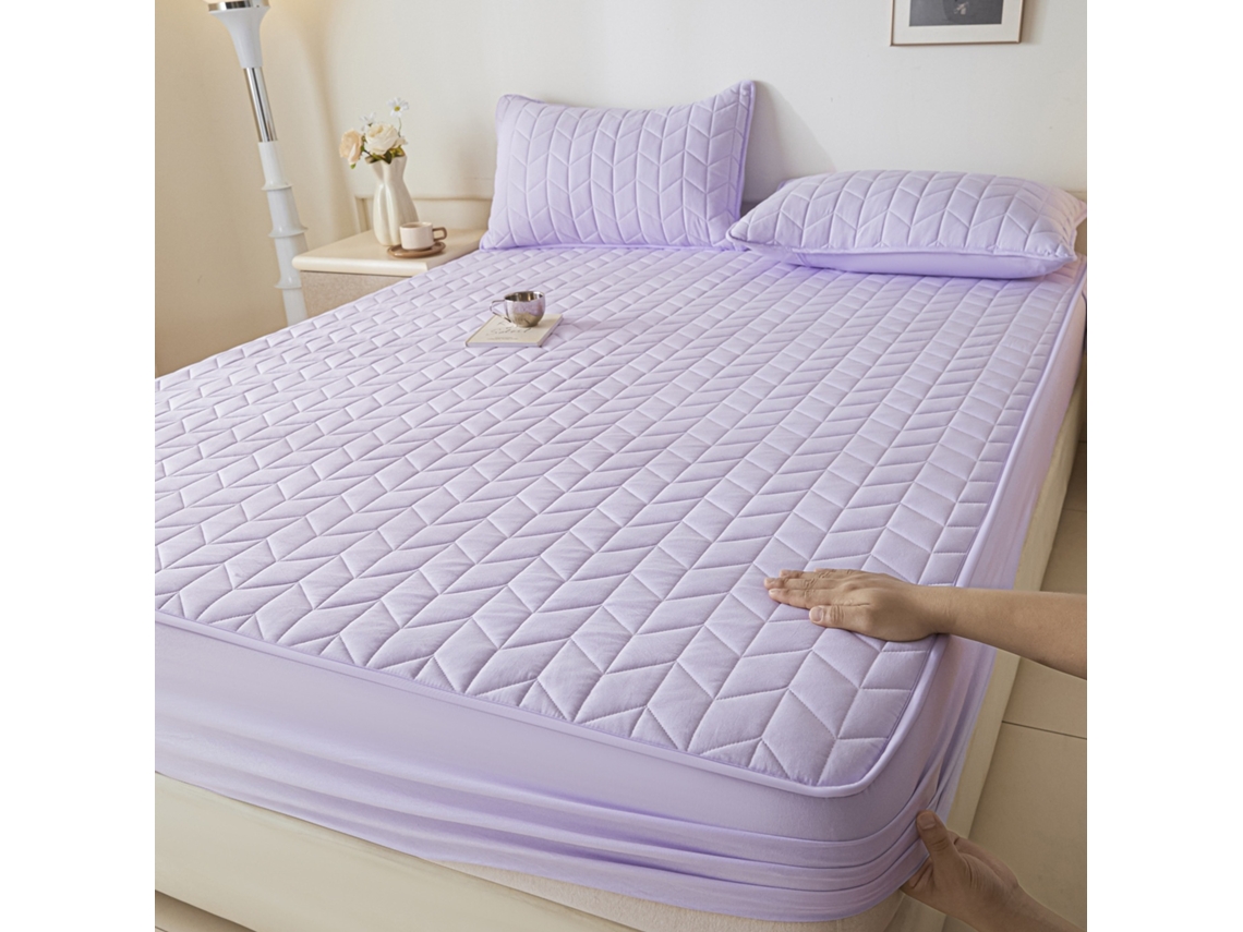Protetor De Colchão Impermeável, Macio E Lavável, Roxo-claro, 180x200 Cm Elysve