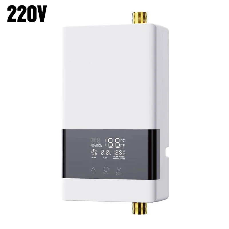 Aquecedor De Água Elétrico De Parede (220v-6000w, Branco) Com Visor De Temperatura Lcd E Controle Remoto.