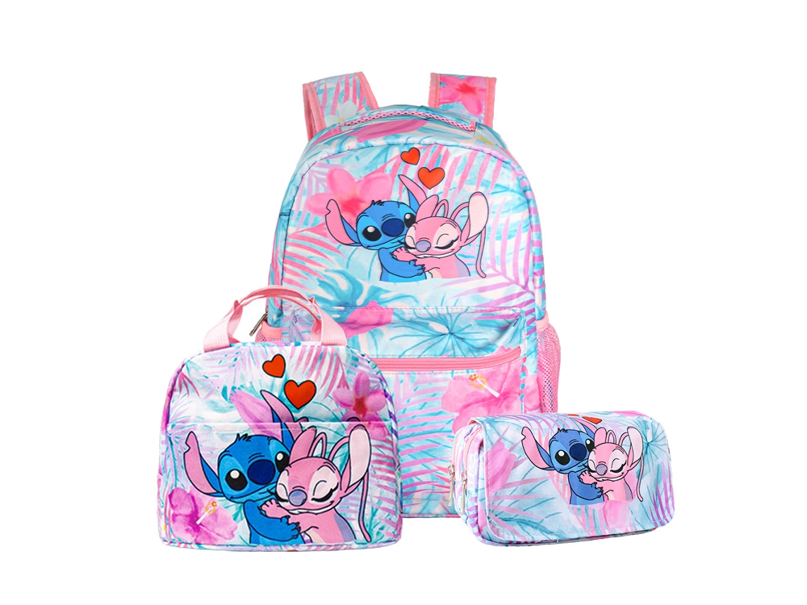 Conjunto De Três Peças De Mochila Infantil Com Motivos Florais E Desenhos Animados, Com Lancheira Térmica E Estojo, Modelo 6