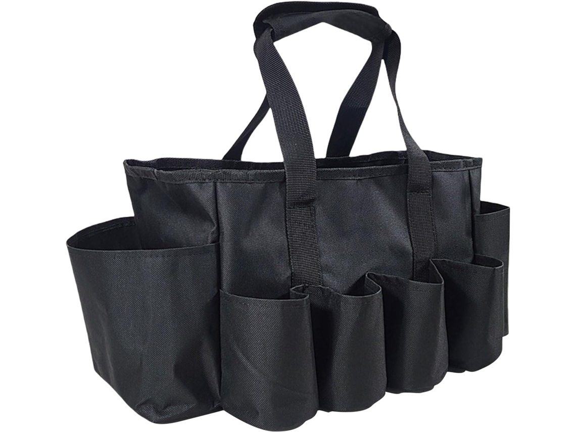 Bolsa organizadora multiuso com compartimentos para panelas, ideal para guardar utensílios de cozinha, bebidas e mantimentos.