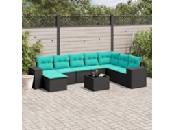 Conjunto de Sofá de Jardim com 8 Peças e Almofadas em Rattan Sintético Cinza VIDAXL