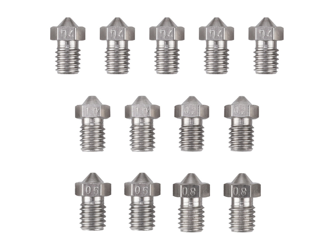 KOFIHETY Bico De Aço Inoxidável 0,4mm E 0,2 0,6 0,8 1,0mm Para Impressora 3d E3d V5/v6 5 Unidades 2 Conjuntos