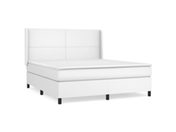 Cama com Molas Couro Artificial Branco MAISON EXCLUSIVE 180x200 cm