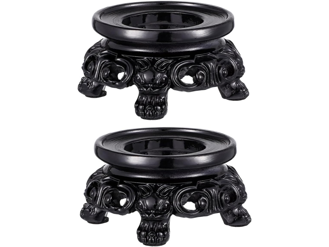 Orfofe 2-suportes Para Bolas De Cristal Vazadas, Base Em Resina Preta, Tamanho 3, Pedestal Decorativo Para Exibição Em