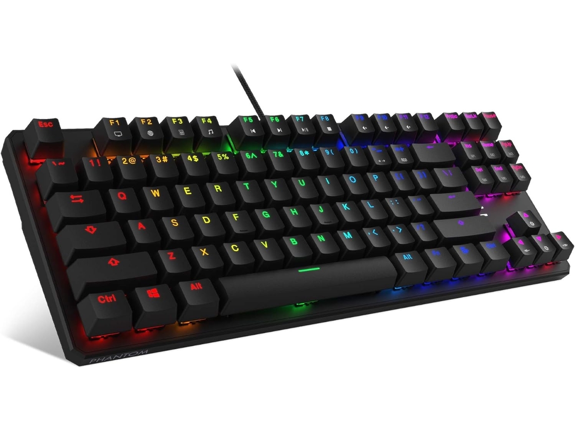 Lurelia Teclado 87 Teclas, Mecânico, Rgb, Gaming, Retro, Abs, Cor Verde