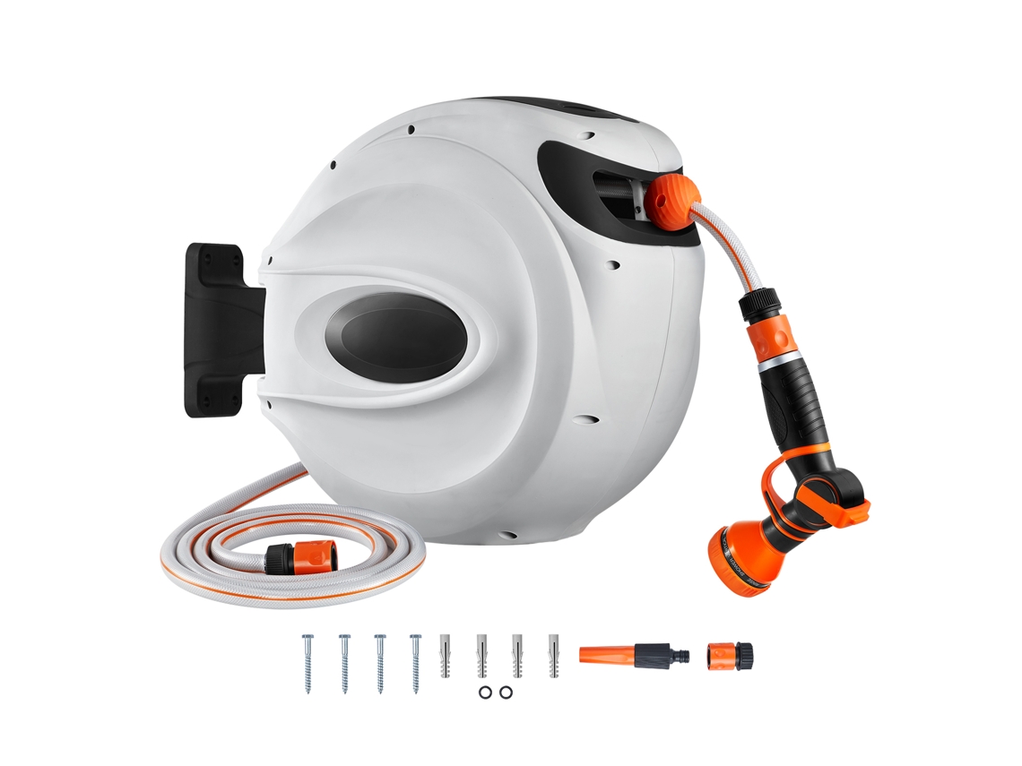 Carretel De Mangueira Retrátil Giratório 180° Automático Montado Na Parede Enrolável Automática 25 M X 12 Mm Para Regar Grama Jardim, Lavar Carro