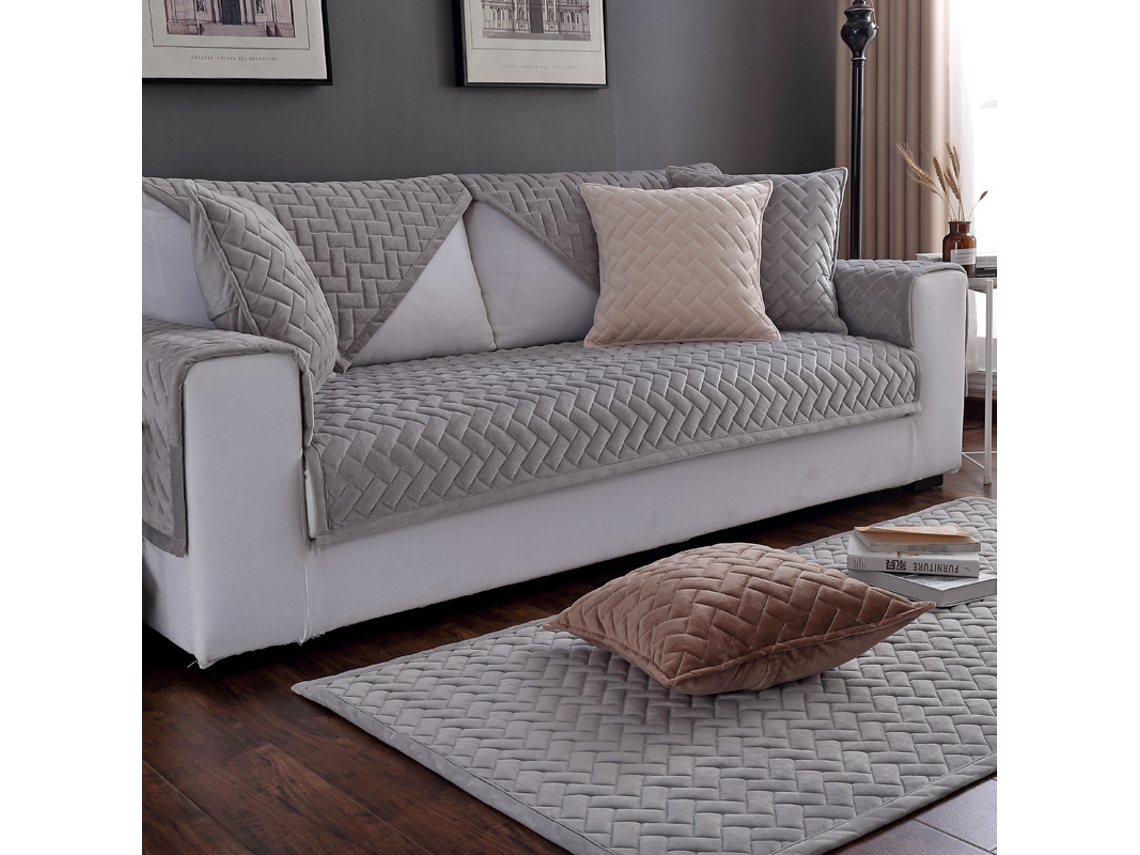 Protetor de Almofada de Sofá com Capa de Assento Antiderrapante Cinza-90X280Cm LUUCOZK