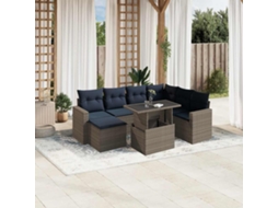 Vidaxl Conjunto De Sofá De Jardim Com 8 Peças E Almofadas Em Rattan Sintético Cinza