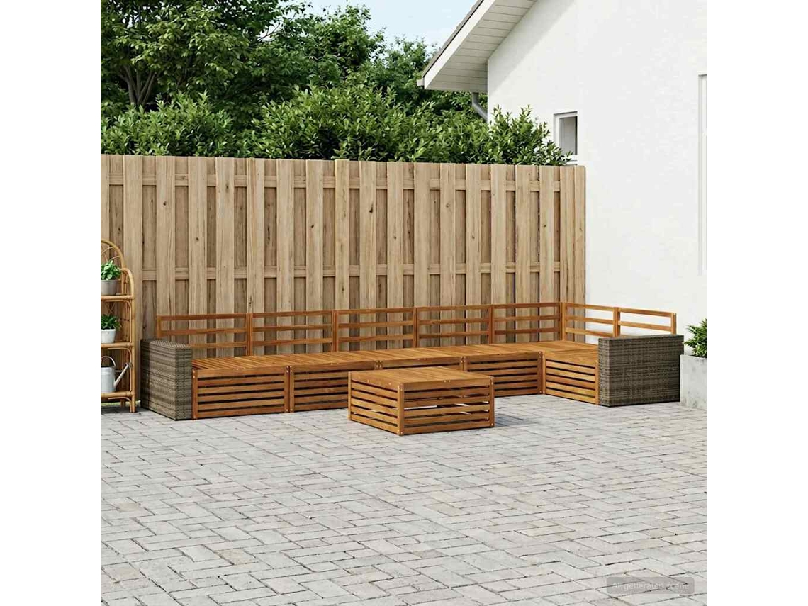 Vidaxl Conjunto De Sofás Para Exterior 7 Unid. Natural